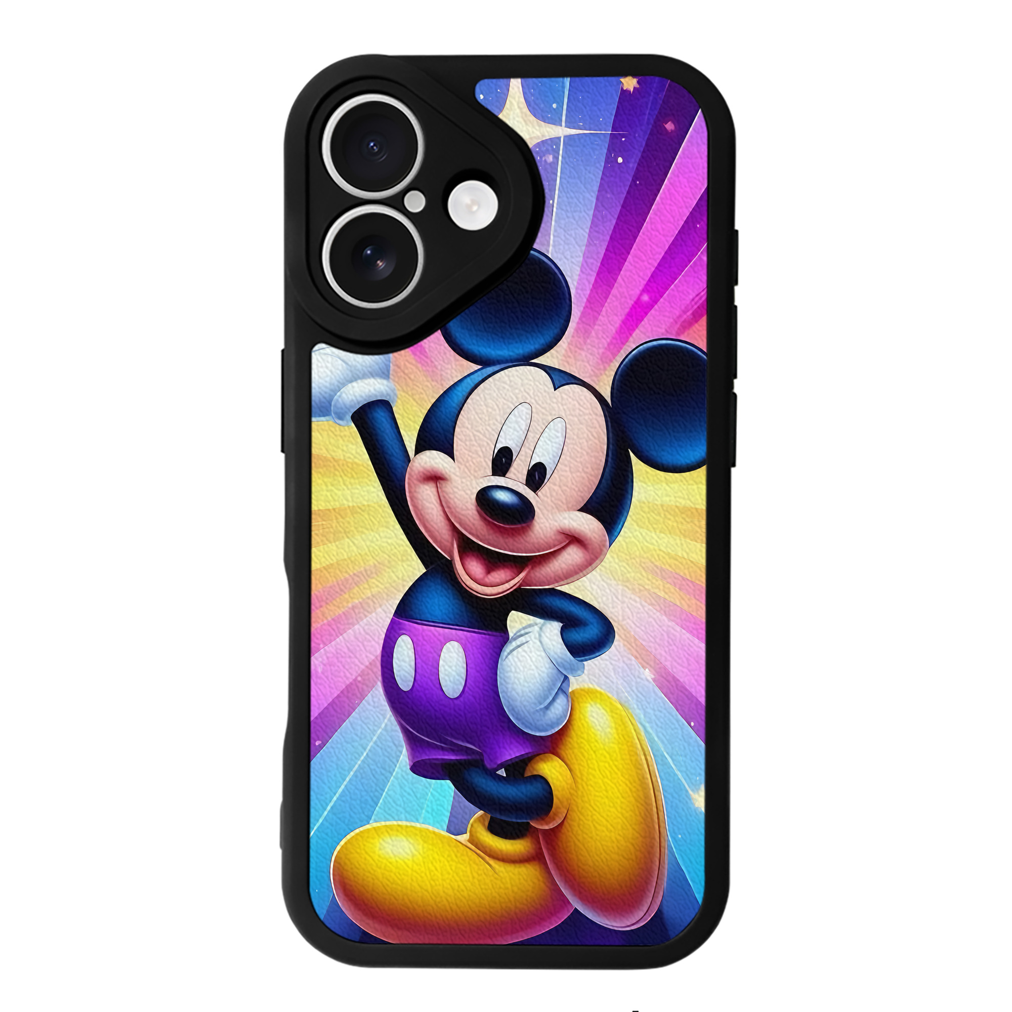 （画像用） ミッキーマウス Mickey Mouse 【iPhone 16シリーズ対応】シリコンスマホケース（レザー調） 材質：シリコン